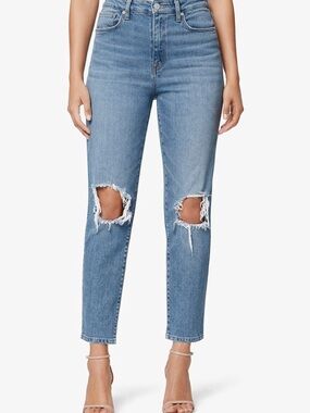 Good American High-Rise Distressed Straight Jeans - Medium Wash